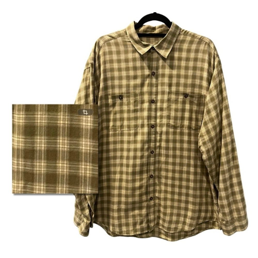 Patagonia Buckshot Size Large Men's Long Sleeve Button Down Green Plaid Shirt